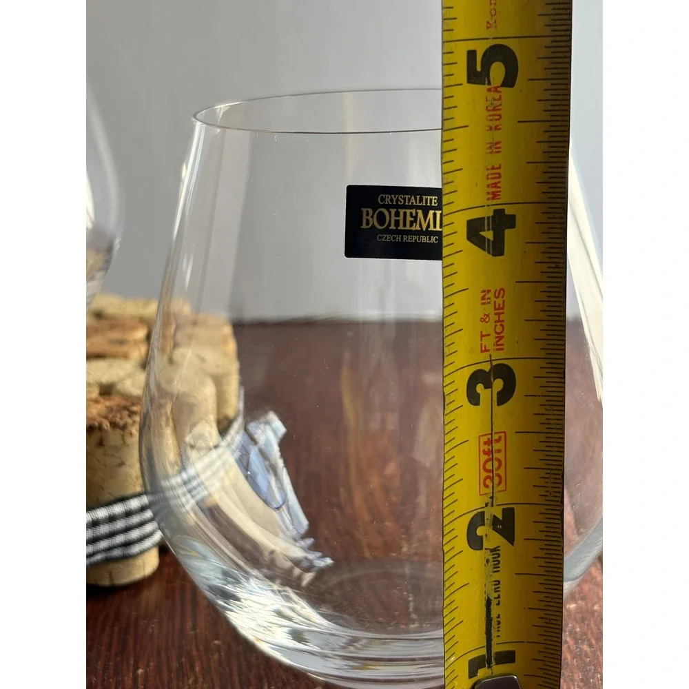 Crystalite Bohemia Stemless Wine Glasses Set‎ of 2 Czech Republic Crystal Clear
